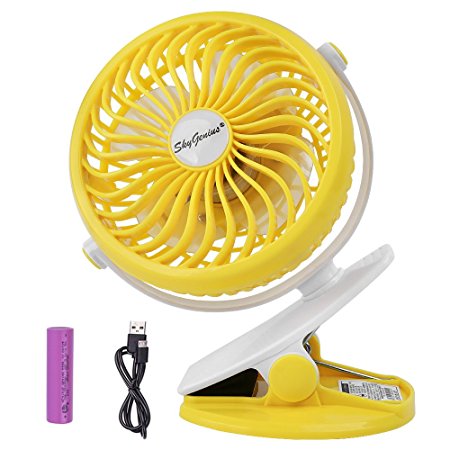 Battery Operated Clip on Fan for Baby Stroller Car Back Seat Laptop Travel Outdoors Camping ,Small Personal Fan Mini Desk Table Fan Portable Hand Held Powered by Rechargeable 2600mAh Battery or USB