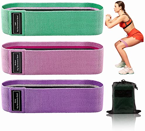 Resistance Bands for Legs and Butt, Exercise Bands, Booty Bands Fabric Resistant Bands Set for Women, Non Slip Hip Bands Elastic Workout Bands, Sports Fitness Band for Squat Glute Hip Training