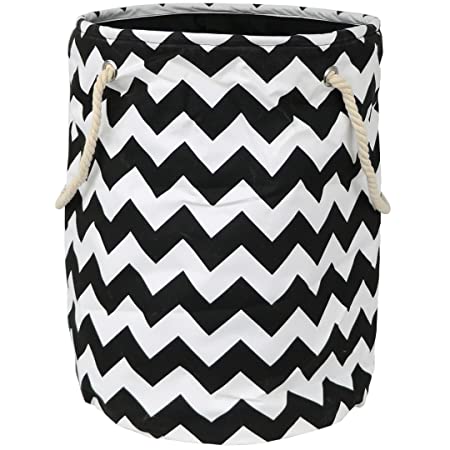 Modern Littles Standing, Folding Laundry Basket, Black Chevron - Collapsible Bin for Toys - Bedroom Organizer - Foldable Bin with Large Capacity. Adult and Kids Kid’s Room Décor