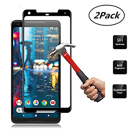 for Google Pixel 2 XL Screen Protector Full Coverage [2PACK] [9H Hardness][Anti-Scratch] HD Clear Tempered Glass Screen Protector for Google Pixel 2XL (Black)