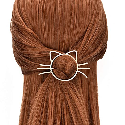LEORX Gold Hair Stick Lovely Cat Shaped Hair Slide Stylish Hair Accessories for Women