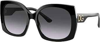 Dolce & Gabbana Women's round Fashion Sunglasses, Black/Light Grey Gradient Black, One Size