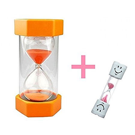 Safe & Simple 5 Minute Sand Timer   Bonus PINK 2 Minute Toothbrush Timer. Large, Durable, Orange Hourglass for Kids   Exclusive Guarantee   Bonuses