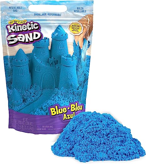 Kinetic Sand, 2.5lbs Blue Play Sand, Moldable Sensory Toys for Kids, Resealable Bag, Ages 3