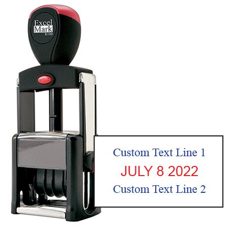 Date Stamp Self Inking Heavy Duty - ExcelMark (R100 Red & Blue Ink)