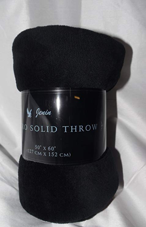 Ultra Soft Cozy Plush Fleece Warm Solid Colors Traveling Throw Blanket 50" X 60" (127 Cm X 152 Cm) (Black)