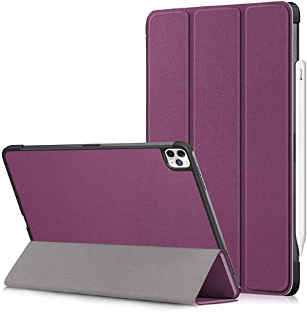 iPad Pro 11 Inch 2nd Generation 2020 Case, Uliking PU Leather Smart Stand Trifold Folio Magnetic Cover Support Pencil Pair & Wireless Charging with Auto Wake/Sleep [Multiple Viewing Angles],Purple