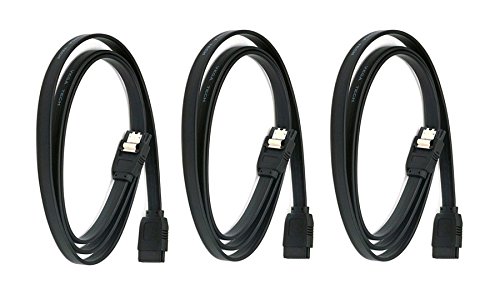 C&E 3 Pack 36inch SATA 6Gbps Cable w/Locking Latch - Black, CNE569079