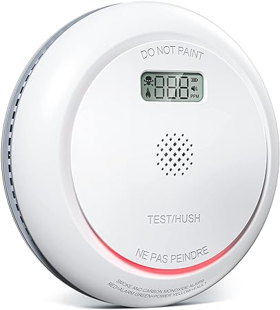 Putogesafe Smoke-CO Detector with LCD Display, Combined Smoke and Carbon Monoxide Detector with Replaceable Battery, 2-in-1 Smoke Detector, 10 Years Lifetime, GS888, 1 pack