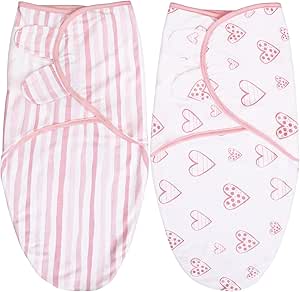 Biloban Baby Swaddles 0-3 Months for Girls, Baby Swaddle, Newborn Swaddle, Cotton Swaddle Blanket, Newborn Essentials, Lovely Pink Print, 2 Pack