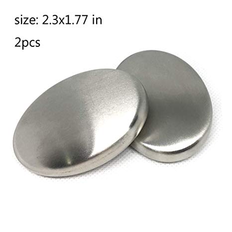 2 PCS Stainless Steel Soap, Metal Odor Remover Bar - Eliminating Onion Garlic Fish Smell Hands and Skin Other Strong Scents from Kitchen Gadge (S)