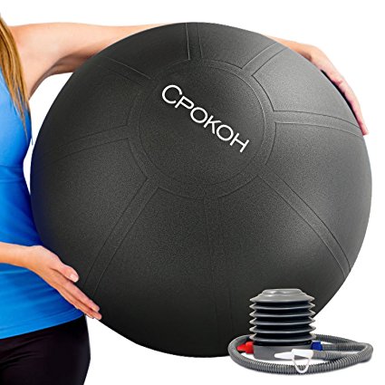 CPOKOH Exercise Ball,Anti Burst and Slip Resistant Yoga Ball,Swiss Ball,Fitness Ball,Ab Exercise Ball,Gym Ball,Workout ball,Body Balance Ball, with Foot Pump