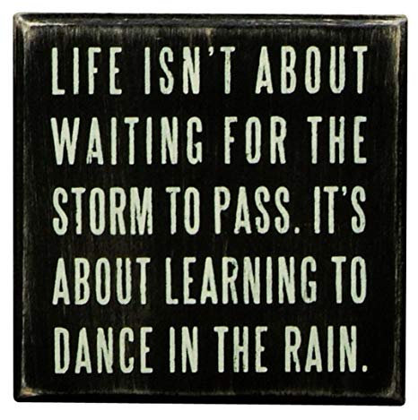 Primitives by Kathy Classic Box Sign, 4 x 4-Inches, Dance in The Rain