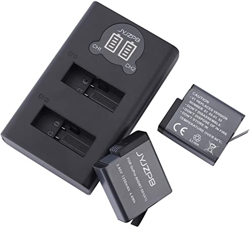 JYJZPB AHDBT-501 Replacement Batteries for GoPro HERO7 Black (2-Pack, 1250mAh) for GoPro HERO7/6/5 Black and Hero 2018, Battery Charger Included