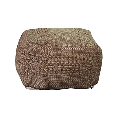 MLADEN Pouf Cover Pouf Ottoman Unstuffed Cotton Linen Pouf Cover Decorative Ottoman Footrest Cover (Coffee)