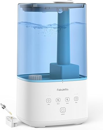 FABULETTA Humidifiers for Bedroom Large Room, 6L Tank Top Fill Warm and Cool Mist Humidifier for Home with Essential Oil Diffuser, 3 Mist Levels, Timer, 60H Work Time, Quiet Sleep Mode