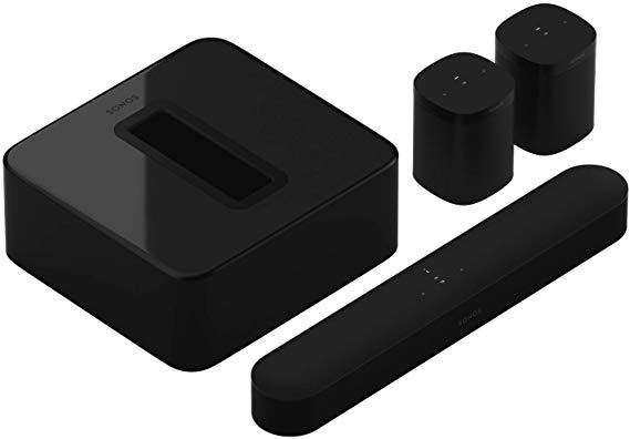 Sonos 5.1 Home Theater System with Pair of One SL (2 Items) Bundle with Beam (1 Item) and SUB (1 Item) - Black