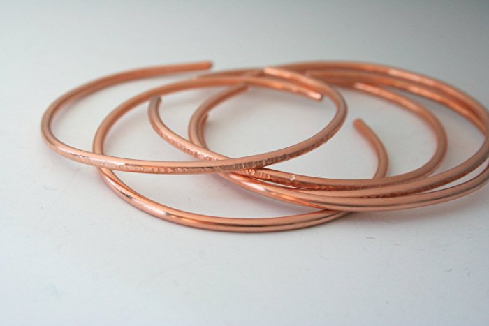 Minimal Hammered Copper Stacking Cuff Bracelets, Hammered Bracelets, Cuff Set, Set of Bangles, Copper Jewelry, Copper Bracelets, Hammered