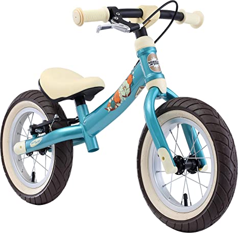 BIKESTAR® Safety Lightweight Kids First Running Balance Bike with brakes and with air tires for Kids age 3 year old boys and girls | 12 Inch convertible 2 in 1 Sport Edition | Turquoise