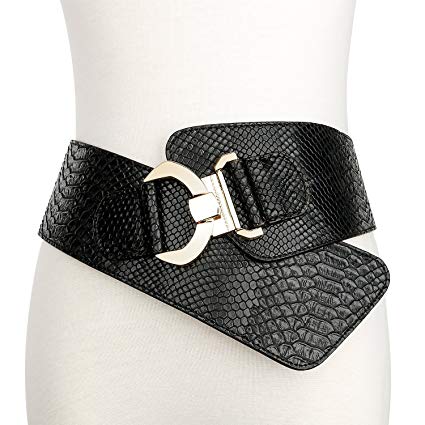 JASGOOD Women's Wide Elastic Stretch Adjustable Waist Belt Fashion Snake Pattern