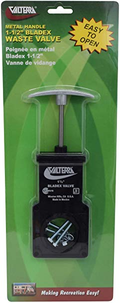 Valterra Black 1-1/2" T1001VPM Bladex Waste Valve with Metal Handle-1-1/2