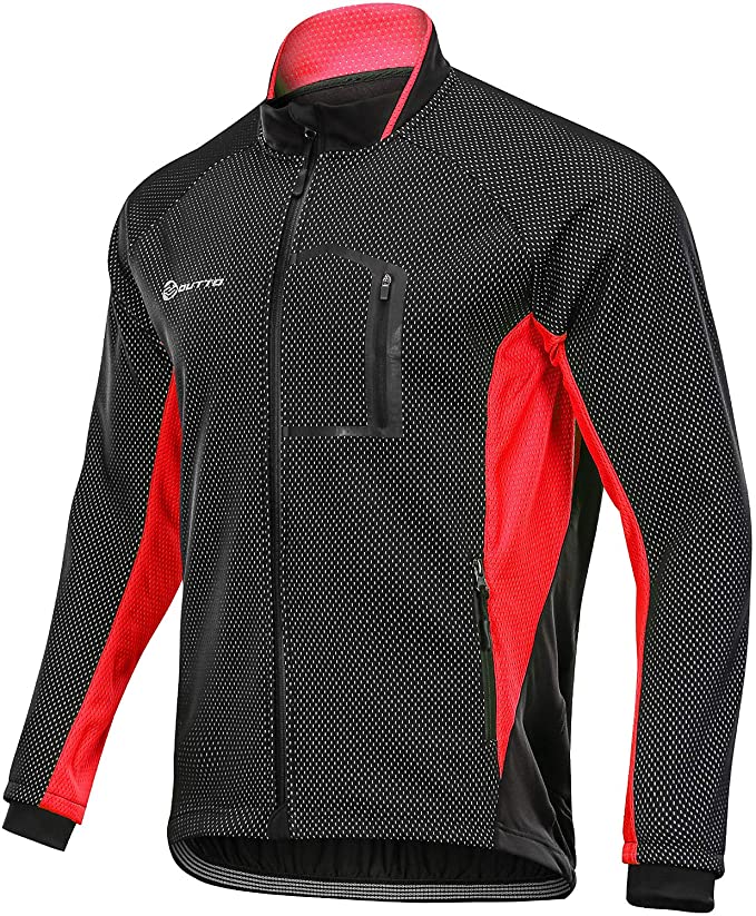 Outto Men's Windproof Fleece Cycling Jacket High Visible Water Resistant Winter Thermal Softshell