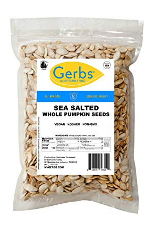 Sea Salted Whole Pumpkin Seeds, 1 LB. by Gerbs – Top 12 Food Allergy Free & NON GMO - Vegan & Kosher - Premium Quality Grown in United States
