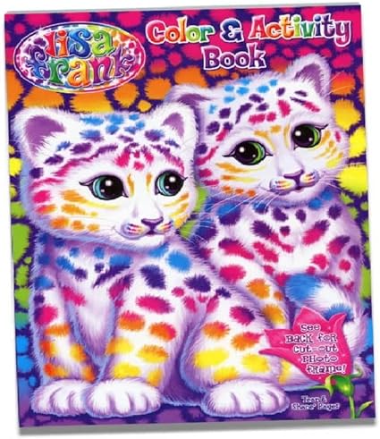 Lisa Frank Fun Coloring and Activity Book, Cute Cats Art Cover 64-Pages Drawing Book with Cut-Out Photo Frame (Pack of 1)