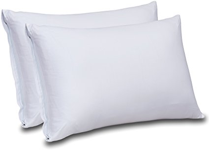 Cotton Sateen Zippered Pillow Cases - 2 Pack (King, White) - Sateen Pillow Cover for Maximum Softness - Easy Care, Elegant Double Hemmed Stitched Pillow Encasement, 300 Thread Count by Utopia Bedding