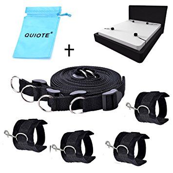 Quiote Superior Nylon Restraint System Strap Kit With Adjustable Soft Fur Wrist & Ankle Cuffs