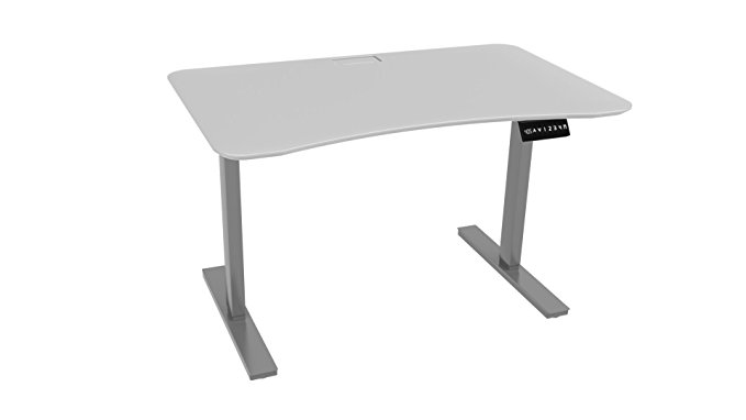 Ergo Elements Adjustable Height Standing Desk with Electric Push Button Grey Base, 4' by 30", White