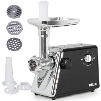 DELLAcopy Stainless Steel Electric Meat Grinder Kubbe Attachment w 3 Blade 1300W 5