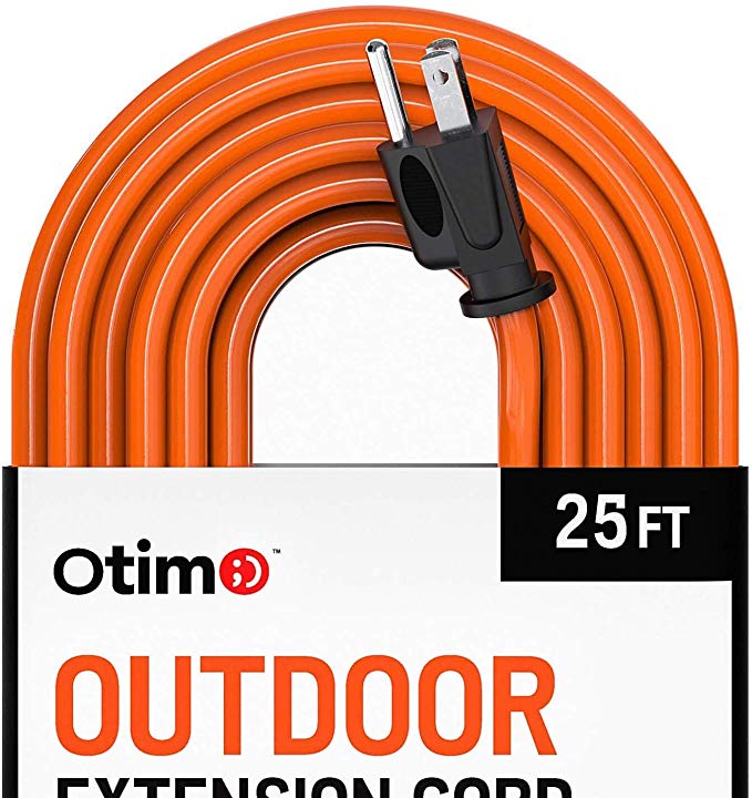 Otimo 25 Ft, 2 Pack 16/3 Outdoor Heavy Duty Extension Cord - 3 Prong Extension Cord, Orange