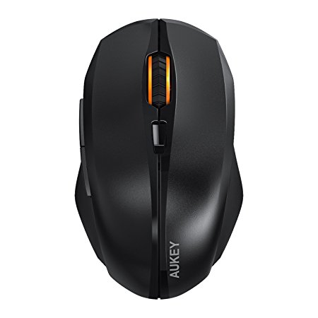 AUKEY Wireless Mouse 2.4G with 6 Buttons 3 Adjustable Levels DPI ( 800 / 1200 / 1600 ) Computer Mouse for Windows , MAC Black