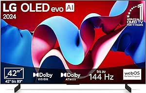 LG OLED42C47LA TV 42" (106 cm) OLED evo Fernseher (α9 Gen7 4K AI-Prozessor, Dolby Vision, bis zu 120Hz) [Modelljahr 2024]