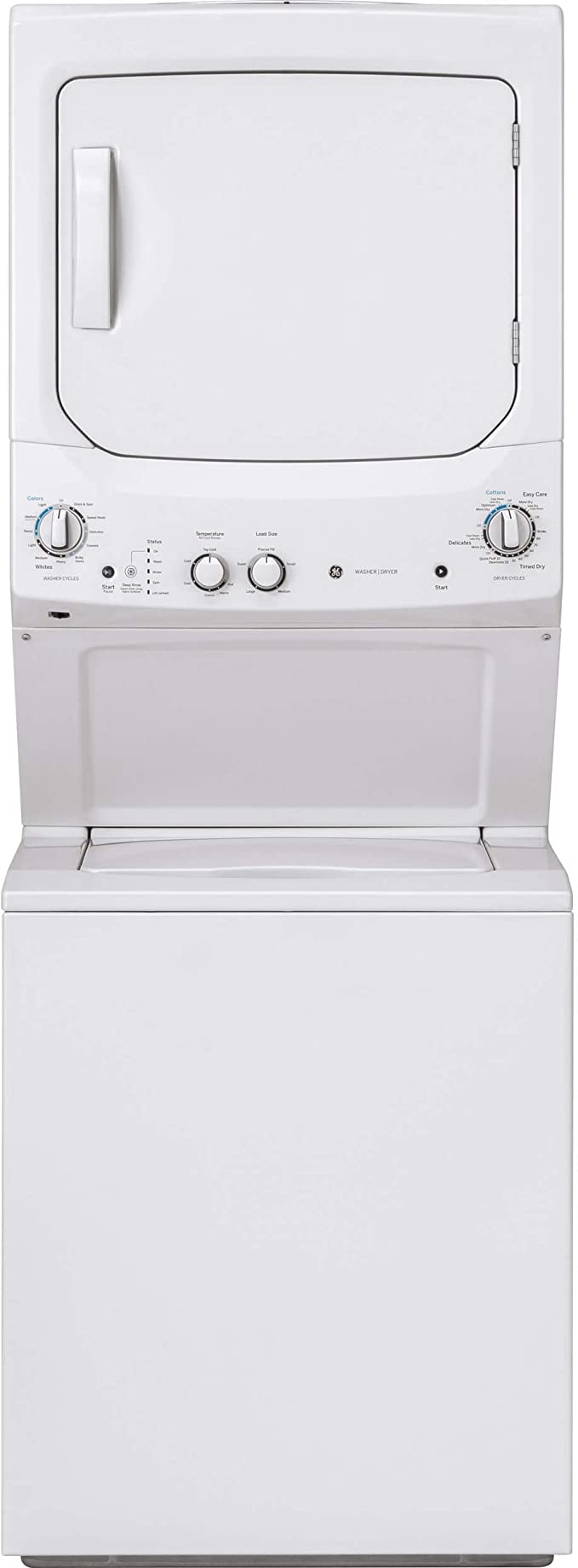 G.E. GUD27ESSMWW 27 White Electric Washer/Dryer Stacked Laundry Center
