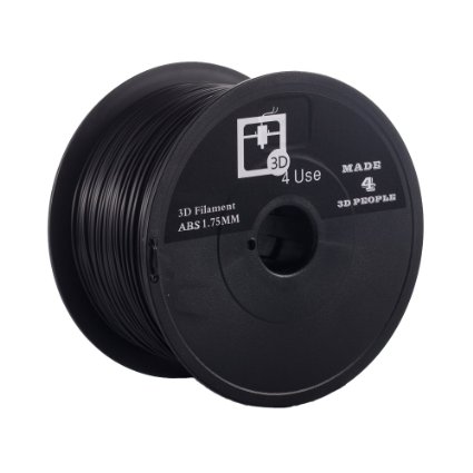 3D Printer Filament ABS Black Color 1.75mm 1kg (2.2 lbs) Dimensional Accuracy  /- 0.05mm. 3D Printing Filament bought to you by 3D4USE.