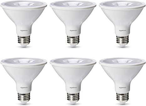 AmazonBasics Commercial Grade LED Light Bulb | 75-Watt Equivalent, PAR30S, Cool White, Dimmable, 6-Pack