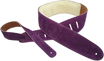 Perri’s Leathers Suede Guitar Strap, Soft Suede with Backing and Sheep Skin Pad, 2.5” inches Wide, Adjustable Length 41.5" to 56” inches, Purple Suede Guitar Strap