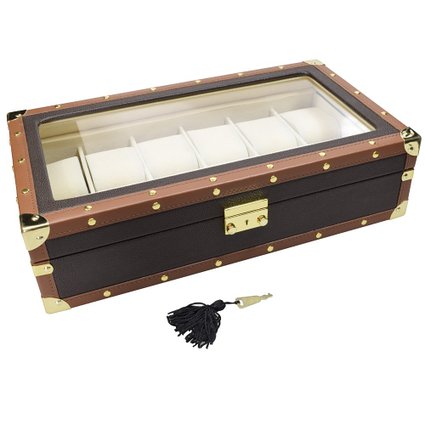 Ikee Design Leatherette Watch Box For 12 Watches, Brown
