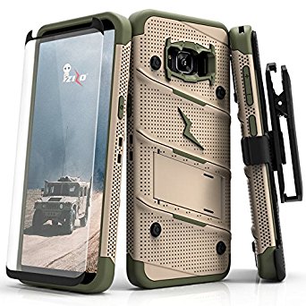 Samsung Galaxy S8 Case, Zizo [Bolt Series] w/ [Samsung Galaxy S8 Screen Protector] Kickstand [Military Grade DropTested] Holster Belt Clip - Galaxy S8