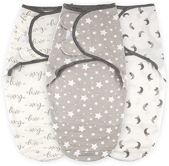 Swaddle Blankets Baby Boy Girl, 3 Packs Adjustable Sleep Wrap for Unisex Infant, Soft Cotton Swaddling Sack, 3-6 Months