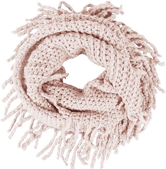 Women's Winter Warm Crochet Knit Fringe Infinity Loop Scarf