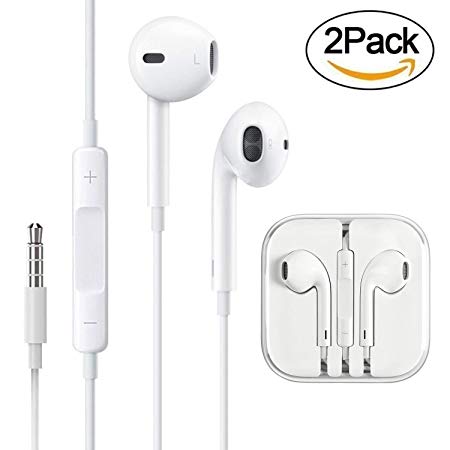 Earphones/Headphones, Earbuds, High Definition, in-Ear, Noise Isolating, Heavy Deep Bass for More Smartphones Compatible with 3.5 mm Headphone（2 Pack）
