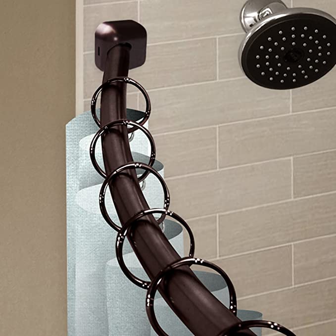 A&F Rod Decor 1" Curved Shower Curtain Rod, Expandable from 41” to 72” - Bronze