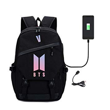 Kpop BTS Bag Bookbag College Bag School Bag Backpack with USB Charging Port