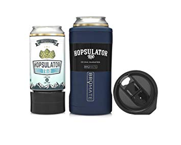 BrüMate HOPSULATOR TRíO 3-in-1 Stainless Steel Insulated Can Cooler, Works With 12 Oz, 16 Oz Cans And As A Pint Glass (Navy Blue)