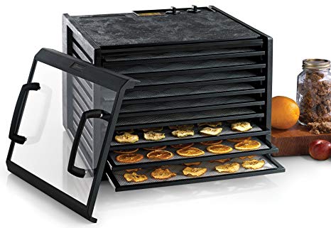 Excalibur 3926TCDB 9-Tray Electric Food Dehydrator with Clear Door Adjustable Temperature Settings and 26-Hour Timer Made in USA, 9-Tray, Black