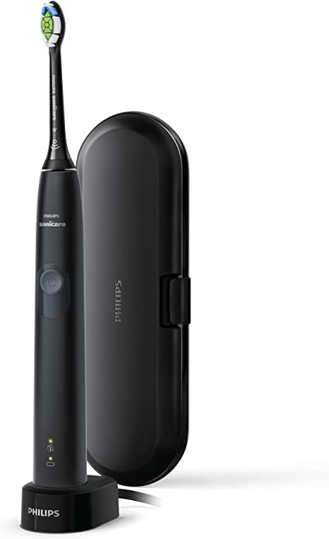 Philips Sonicare ProtectiveClean 4300 Sonic Electric Toothbrush, Built-in Pressure Sensor, 1 Cleaning Mode, 1 x BrushSync Feature, HX6800/87, Black Gray