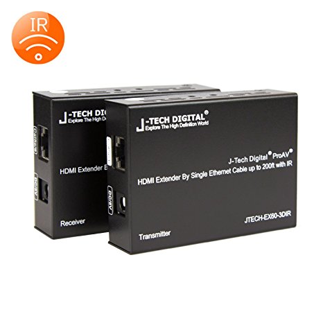 J-Tech Digital Hdmi Extender By Single Cat 5E/6/7 up to 200ft with IR support